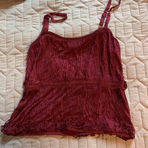 Frilly maroon tank top